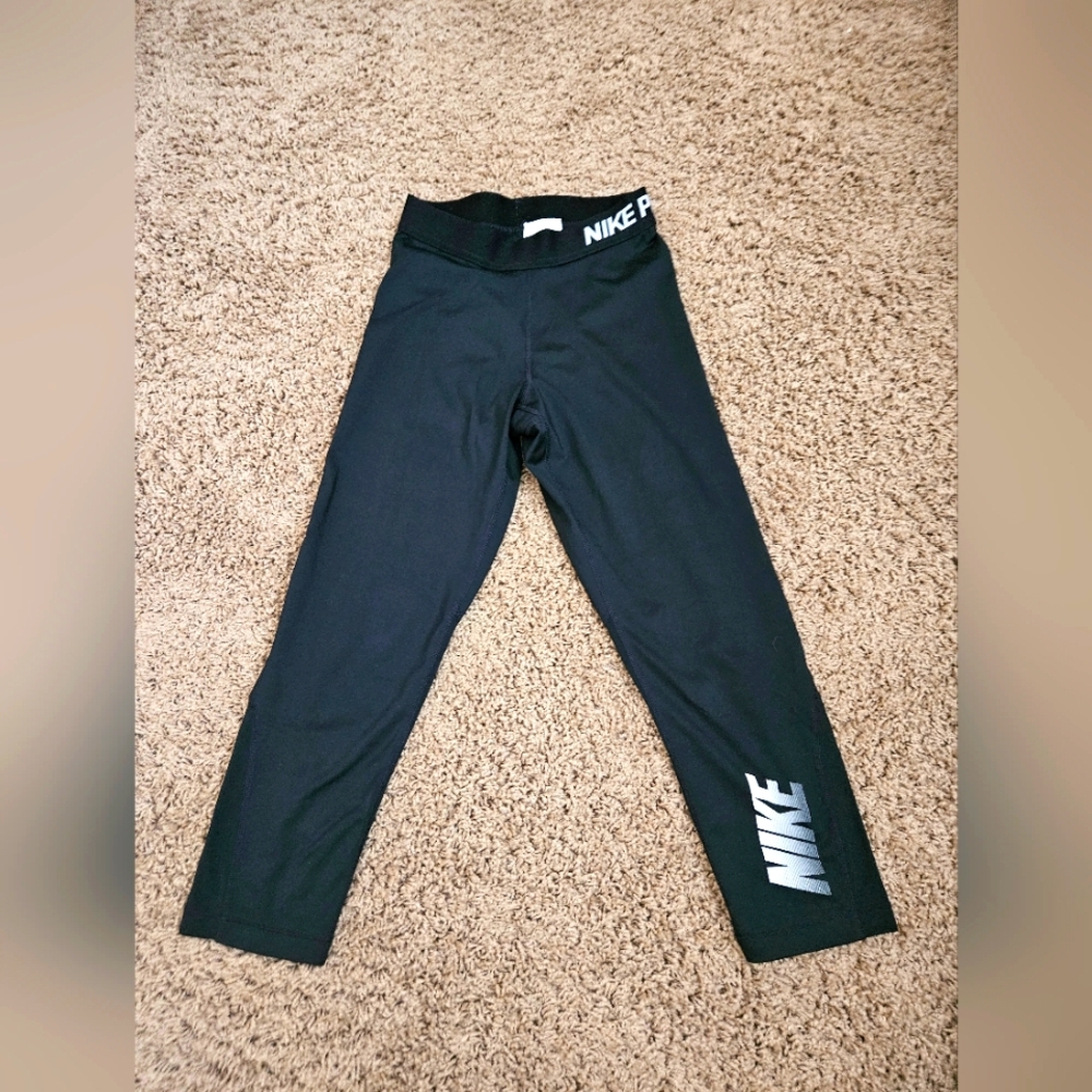 Nike Women Black Leggings with White Logo
